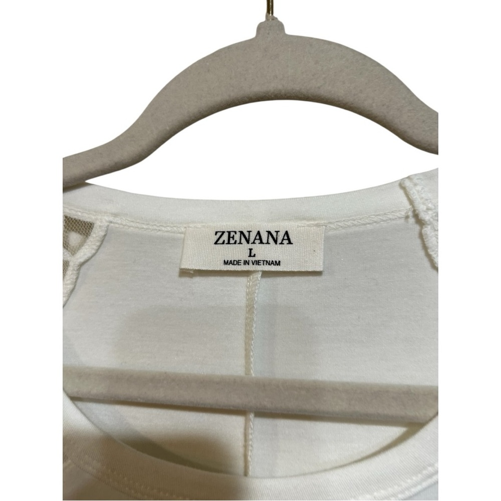 Zenana Outfitters Ivory Lace Raglan Sleeve Top Various Sizes - Picture 3 of 8